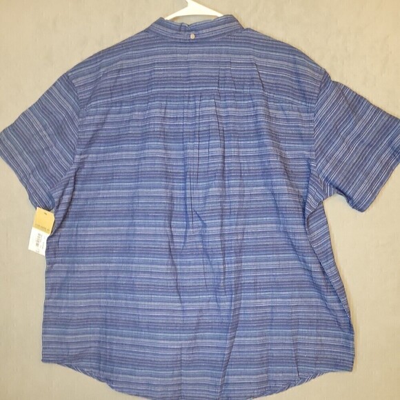 Foundry Men's Sz 2XL Blue Striped Short Sleeve Button Up Shirt 100% Cotton, NEW! - Picture 4 of 9